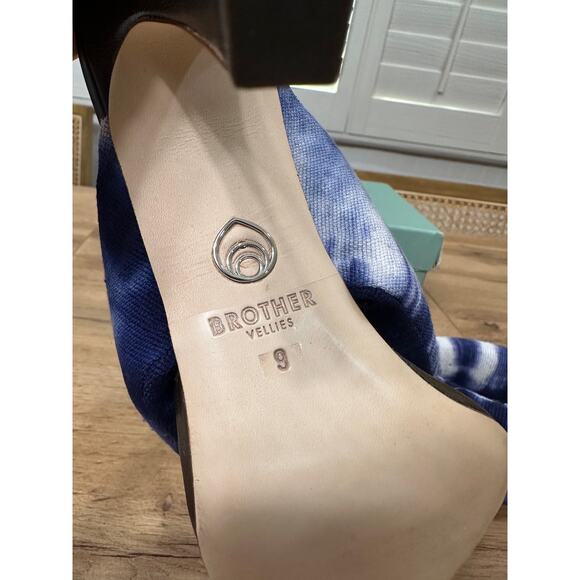 Brothers Vellies Togo Tie-Dye High-Heel Sandals Indigo Batik Textile Size 9 NIB - Picture 11 of 15